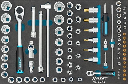 HAZET Steckschlüssel-Satz 163-258/92, 1/4 Zoll (6,3 mm) Vierkant | 1/4 Zoll (6,3 mm) Vierkant hohl, Antrieb 1/4 Zoll (6,3 mm) Vierkant hohl, Abtrieb Außen-Tractionsprofil Sechskant, Höhe 50 mm
