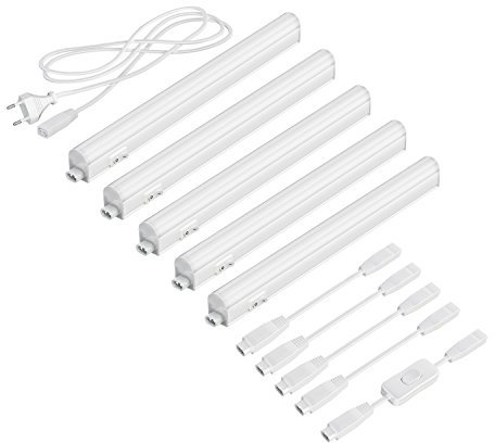 parlat LED Unterbau-Leuchten Rigel, je 31,3cm, mit Schalter, je 397lm, warm-weiß, 5er Set