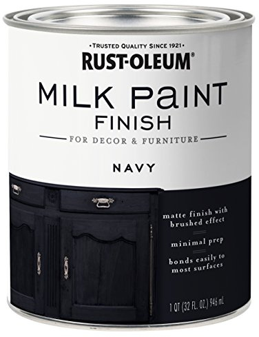 Rust-Oleum Navy Milk Paint Finish | Decor and Furniture Applications | Matte Finish Brushed Effect | Minimal Prep Needed | No Primers Required | Easy Clean Up | Quart