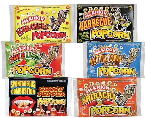 Kickin' Premium Microwave Popcorn – Variety Gift Pack (6) - Ultimate Spicy and Sweet Gourmet Gift - Try if You Dare!