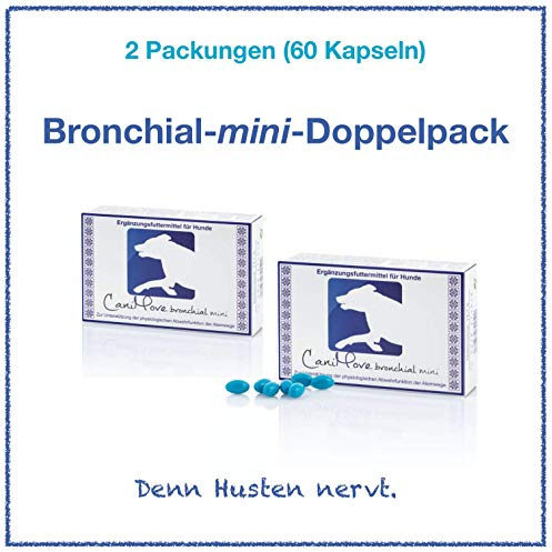 CaniMove bronchial mini Doppelpack - 60 Husten-Kapseln für Hunde < 10 kg mit Ölen, Thymian, Efeu, Isl. Moos und Propolis