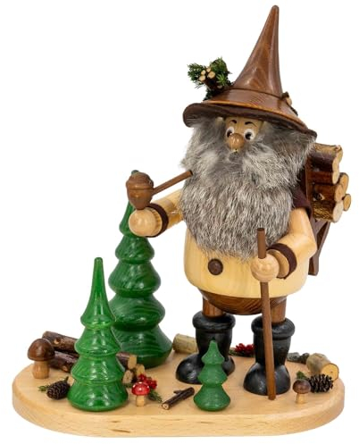 Drechselwerkstatt Uhlig Räuchermännchen Waldwichtel mit Holzkiepe - 26 cm