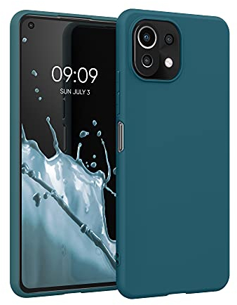 kwmobile Custodia Compatibile con Xiaomi 11 Lite (5G) NE/Mi 11 Lite (5G) Cover - Back Case per Smartphone in Silicone TPU - Protezione Gommata - petrolio matt