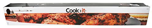 Cook>it® Universal Rotisserie for 3/4 Burner Gas Barbecues – Stainless Steel Spit, 820 mm Length, Includes 230 V Motor – Perfect for Crispy Chicken, Duck and Juicy Pork Roasts