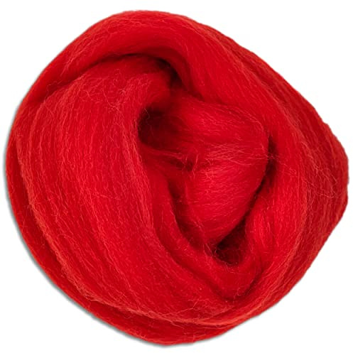 Wohnkult Wooliny 100 g Filzwolle Merinowolle Märchenwolle | 35 Farben zur Auswahl (11 | Rot)