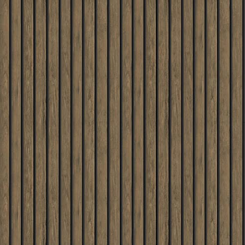 Wood Slat Effect Wallpaper Dark Oak Holden 13130 Brown
