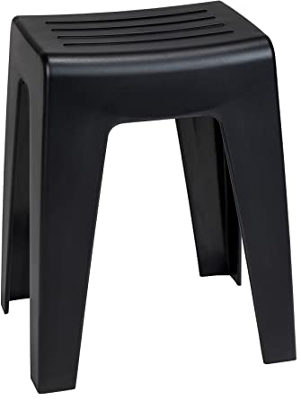WENKO Badhocker Kumba, hochwertiger Hocker in modernem Design aus Kunststoff in schwerer Qualität, Sitzhocker belastbar bis 120 kg, ideal für Badezimmer & Gäste-WC (B x H x T) 38 x 47 x 32 cm, Schwarz