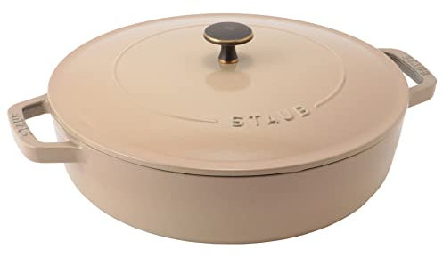 Staub 40508-418 Schmorpfanne, Leinen, 26 cm, groß, doppelhändig, Gusseisenemaille, Topf, flacher Typ, Sukiyaki, induktionsgeeignet