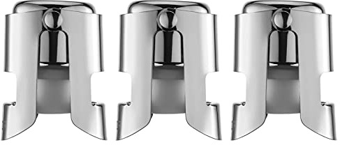 WOTOR 3 pezzi tappo per spumante, tappo champagne professionale in acciaio inox, tappo vino frizzante riutilizzabile, tappo per prosecco, a prova di perdite, Mantieni fresco (argento)