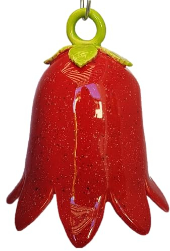 Keramik Glocke Handarbeit rote Glockenblume