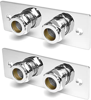 Xcel Home™ 2 x Chrome Douche Fixing Bracket Back Plate | Standard Universal Fittings Included | Bidet Shataff Thermostatic Shower Bathroom Toilet Mixer Bar Valve Wall Mounted Kit