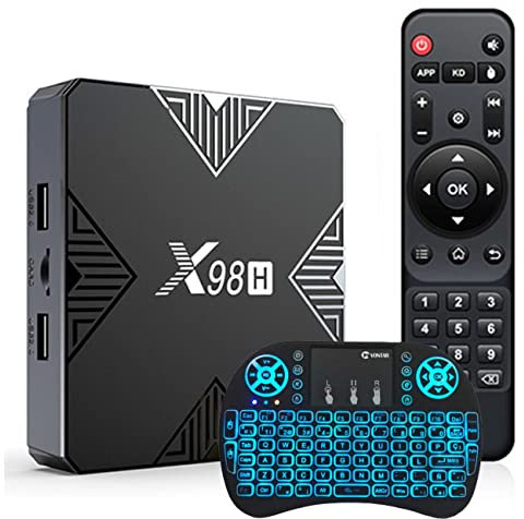 LIROM Android TV Box 12.0, Smart TV Box 4 GB RAM 32 GB Rom Quad Core, Supporto Dual Wi-Fi 2.4G + 5G/BT 5.0/4K Ultra HD/H.265 Media Box Android con Mini Tastiera Wireless,2gb+16gb
