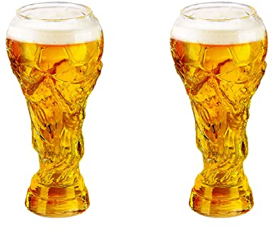 MISNODE Copa de cerveza 2022, 2 tazas creativas de 450 ml, taza de cerveza, copa de fútbol de cristal, copa de vino de cristal, vasos de la Copa Mundial de Fútbol