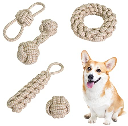 Zimoer Hunde Seil Spielzeug Hundespielzeug Kauen Unzerstörbar Geflochtene Baumwolle Seil 5 Teiliges Set Hund Interaktive Spielzeug für Welpen, Große, Mittlere und Kleine Hunde