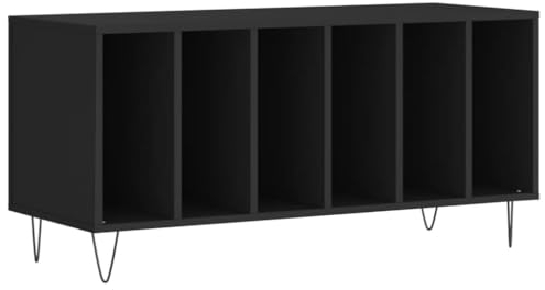 vidaXL Plattenschrank, Schallplattenschrank mit viel Stauraum, Plattenspieler Schrank für Wohnzimmer, LP Schrank Schallplattenständer, Schwarz Holzwerkstoff