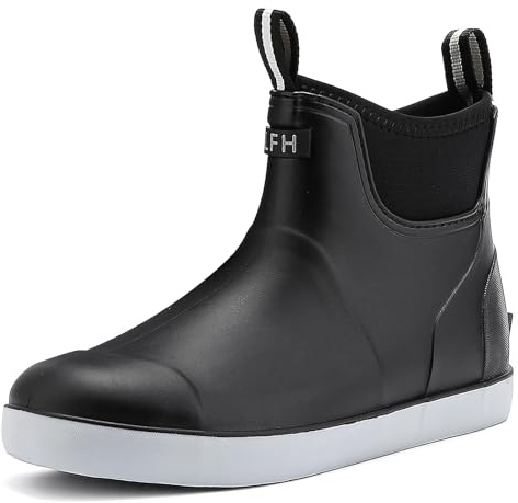 Jesindr Gummistiefel Herren, Protective Wasserdicht Anti-Rutsch Stiefeletten, Atmungsaktiv Schwarz Chelsea-Stiefel, Original Mode Grundlegend Reitstiefel, Schwarz, 42 EU