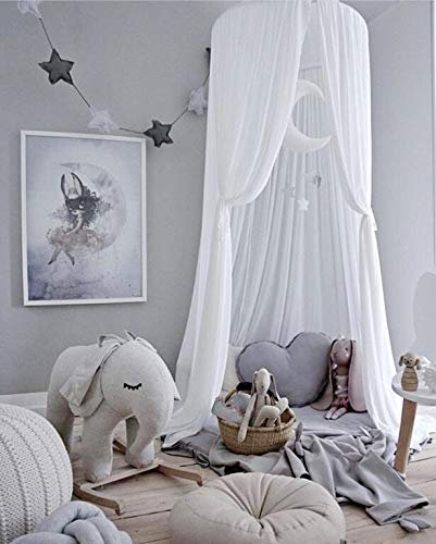 KLUFO Betthimmel für Kinder, Chiffon-Moskitonetz, Baby Indoor Outdoor Betthimmel für Lesezimmer, Bett & Schlafzimmer Dekoration, (weiß)