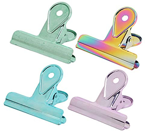 4 Stück Tütenklammern, Chip-Clips, Weit Geöffnete Tütenklammern für die Aufbewahrung von Lebensmitteln, Edelstahl-Chip-Clip, Luftdichte Versiegelung, Küchenklammern, Snack-Clips