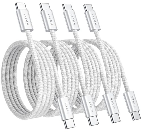 LISEN 4 cavi di ricarica USB-C, da 60 W, 1 m, 1 m, 2 m, 2 m, per iPhone 15, 15 Pro, 15 Pro Max Plus, Samsung Galaxy S23, iPad, Tab, Mi, Huawei, OnePlus
