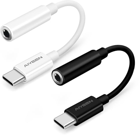 Uppgraderad USB C till 3,5 mm uttag hona hörlursadapter (2-pack), USB C till Aux hörlurar ljudadapter, Hi-Res DAC-chip hörlursadapter kompatibel med iPhone 15-serien Samsung, Pixel, iPad (blandad)
