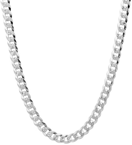 QUADRI - Necklace 925 Sterling Silver for Men and Women - Cuban Chain | Width 5 mm - Length 46-61 cm - Made in Italy - Gift Idea for Birthday, Anniversary, Valentine's Day