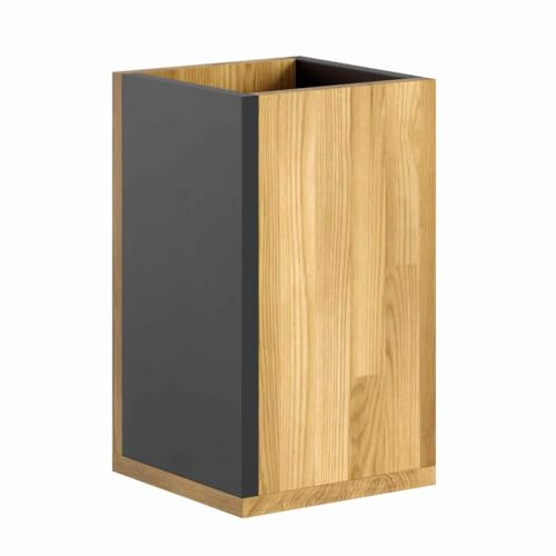 DEERHORN® Papierkorb aus Holz 14L - Mülleimer für Kinderzimmer, Büro, Wohnzimmer & Badezimmer - Schwarz/Weiß, 38 x 22 x 22 cm