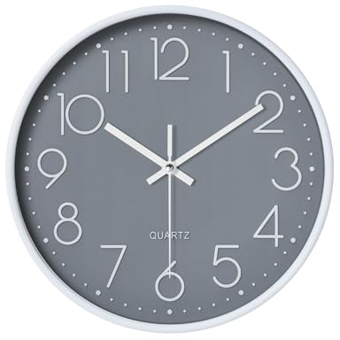 Orologio da parete, silenzioso, senza ticchettio, piccoli orologi da parete da 20 cm, funzionamento a batteria, orologio da parete rotondo moderno decorativo per ufficio, casa, bagno, cucina, camera