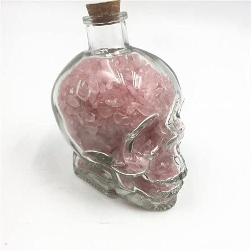 CZAOINCU Home Collections Home Natural Crystal Glass Bottle Shape Skull Infused Crystal Chip Stone Wishing Bottle Gift Decoration