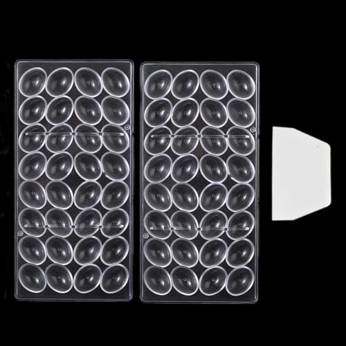 Binwat Moule à chocolat en polycarbonate avec grattoir (forme ovale, 2 pièces)
