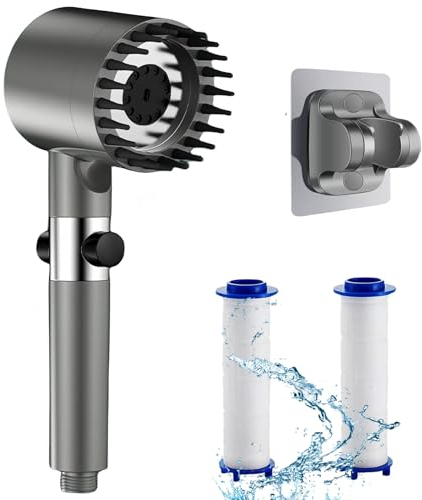 Alcachofa de ducha de alta presión con 4 modos, cabezal de ducha ajustable, ahorro de agua, aumento de presión, cabezal de ducha con interruptor, botón de parada de agua, ducha de masaje para adultos,
