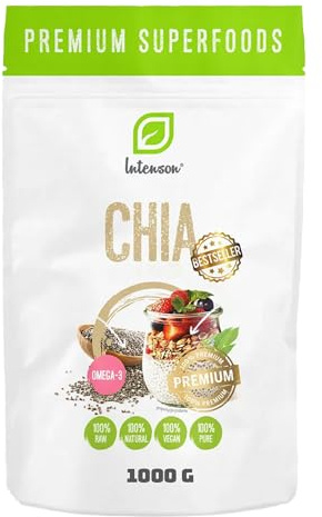 INTENSON Semi di Chia, 1kg, Ricchi di Fibre e Proteine Vegetali | Ricco di Acidi Grassi, Non OGM