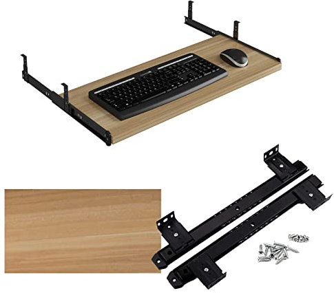 FGDIUCVN Ausziehbare Tastaturablage aus Holz unter dem Schreibtisch, Tastaturplattform-Schreibtischverlängerung, ausziehbare Ablage zum Platzieren der Tastaturmaus, Tragkraft 22 kg, für Zuh