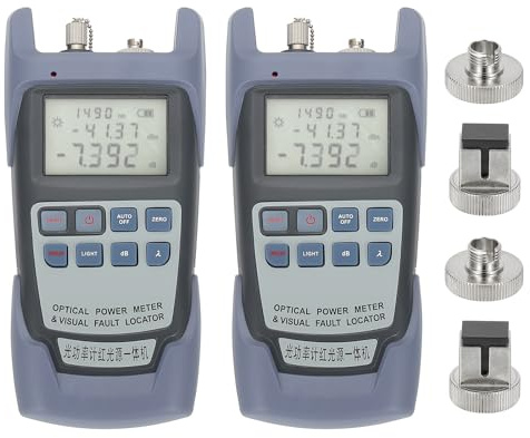 PATIKIL 2pcs 650nm Fiber Optical Tester, Optical Power Meter Built-in 10MW Visual Fault Locator Fiber Light Meter with 2.5mm SC FC Connector Test Equipment for Network Testing Tools