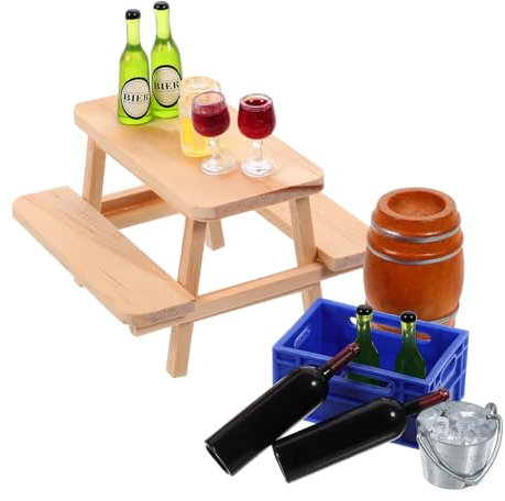 GARVALON 1satz Miniatur Bierflaschen Set Für Mit Holzfass Weinflaschen Und Bierdekor Für Kreative Mikrolandschafts-Dekorationen