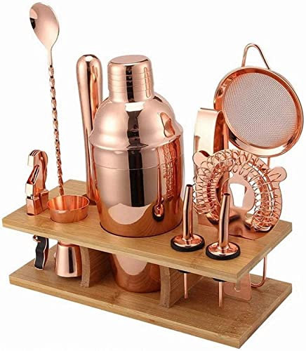 ESHINEDE Coctelera Set Bar Shaker 11pcs Bartender Kit for Mixer Wine Martini, Herramienta de Barras de Acero Inoxidable, Accesorios for Bebidas en el hogar
