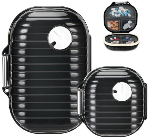 Lociban Pilulier de Voyage, 2 Pièces Petit Pilulier Portable, Boîte à Pilules, 7 Compartiments, Pill Organizer pour D'huile de Poisson Vitamines