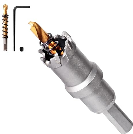 GPtzlei Trapano a Corona 26mm Carburo di Tungsteno Testa TCT per Acciaio Inox Ferro Metallo 3 Taglienti con Punta Guida e Valigetta