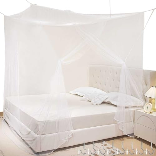 Moustiquaire pour lit double - Rideaux carrés - Ciel de lit 180 x 200 x 165 cm