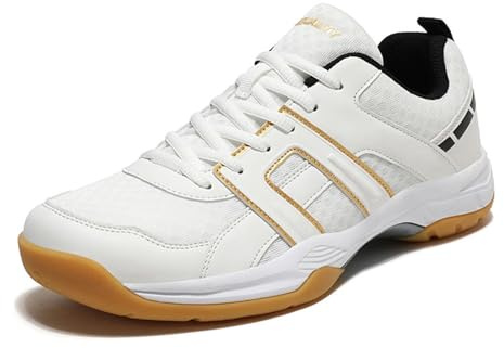 sekiueo Chaussures De Tennis Hommes Femmes Chaussures De Badminton De Squash Baskets De Sport Antidérapantes pour Terrain De Pickleball De Volley-Ball,d'or,42 EU