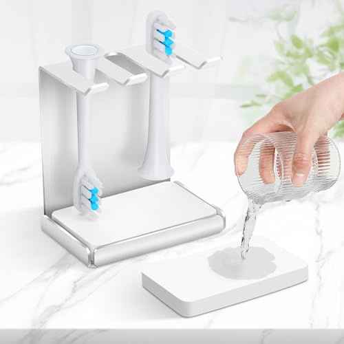 Vandicka Edelstahl Zahnbürstenhalter für 3er elektrische Zahnbürstenkopf, Zahnbürstenhalter mit Wasserabsorption für Oral B Bürstenhalter, iO, Philips UVM. | Bürstenkopf-Halterung, Silber | für 3 elektrische Köpfe mit Wasseraufnahme für Oral B, iO, Philips UVM