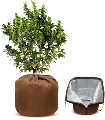 JJKOL Topfschutz Pflanzen Winter 50x45 cm, Winterschutz für Kübelpflanzen, Thermo Topfschutz für Pflanzen, Pflanzkübel Winterschutz für Pflanzen, mit Reißverschluss und Kordelzug, Wurzeln Halten Warm