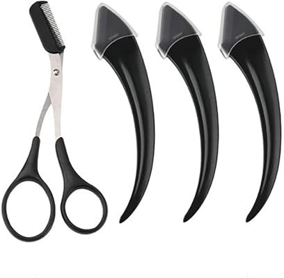 Anfänger Sicherheit Augenbrauen Rasiermesser, Edelstahl Augenbrauen Rasierer Augenbrauen mit Kamm, Halbmondklinge mit Mikroguard Eyebrow Trimmer, tragbare Augenbrauen-Schönheitszubehör (Black)