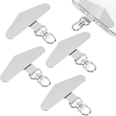 GNALIA 4 Piezas Colgante Para Móvil, Parches Metálicos Plateados De Estándar Con Anillo, Compatibles Con La Mayoría De Teléfonos