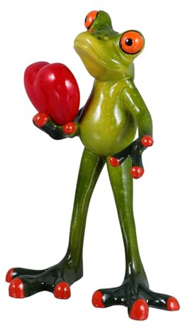VALICLUD Kreative Frosch Figuren aus Kunstharz als Lebensechte Tischstatue für Schreibtischdekoration mit Feiner Handwerkskunst und Herzförmigem Design für Party und Terrarium