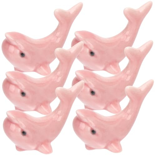 INOOMP 6Pcs Pink Ceramic Chopstick Rest Holder Animal Fork Spoon Rest, Convenient to Use, Keeps Tableware Clean