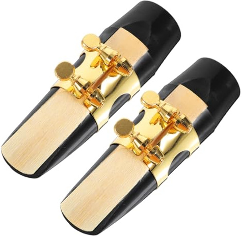 ifundom 2stücke Mundstück Für Altsaxophon Aus Robustem Material Mit Schwarzer Kunststoff-oberfläche Und Goldener Blattschraube Für Verbesserte Klangqualität Und Einfache Montage Kompatibel