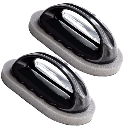 TEHAUX Esponja de Esmeril Mango Ergonómico Estropajo Abrasivo Negro y Marrón 2 Unidades para Limpieza Potente de Vajilla Ollas Sartenes y Muebles Adecuado para Color Aleatorio