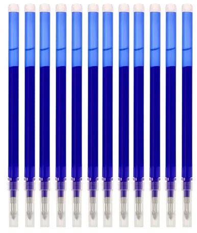 12 Piezas Recambios Borrables Azules, Recambios Boligrafos Borrables, Recambio Boli Borrabl, Longitud de Escritura de 400 M, Punta de 0,7 MM, para Escuela y Oficina, Bolígrafo Neutro (Azul)