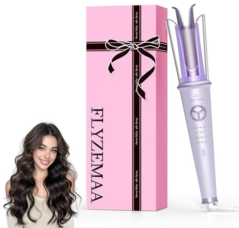 FLYZEMAA Boucleur a Cheveux Automatique, Fer a Boucler Automatique Portable 25 mm avec 4 Températures Réglables, Anti-Brûlure, Boucleur Céramique pour Cheveux Longs, Chauffage Rapide, Double Tension