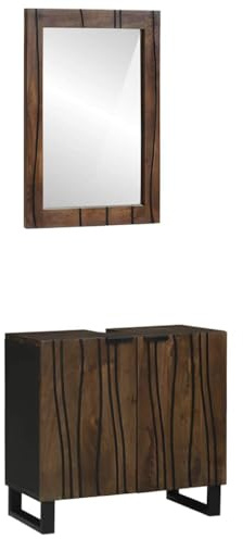 Frdhee Mueble de baño alto, juego de muebles de baño con puerta, 2 unidades, color marrón nogal, 62 x 33 x 58 cm, ahorro de espacio, muebles de baño moderno para baño, inodoro de invitados
